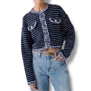 J Crew Cropped Marled Yarn Lady Jacket